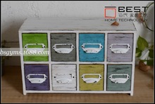 zakka风 zakka风英文旧木柜  彩色收纳盒 工艺品抽屉装饰柜