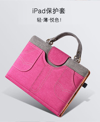 適用iPad 9.7手提包pro11牛仔紋斜挎包air5保護套 mini支架手提包