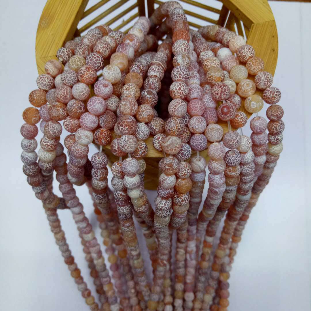 Wholesale of semi-finished products of Buddhist seven-treasure natural weathered agate beads, red frosted agate beads, DIY bracelets with beads detail image 9