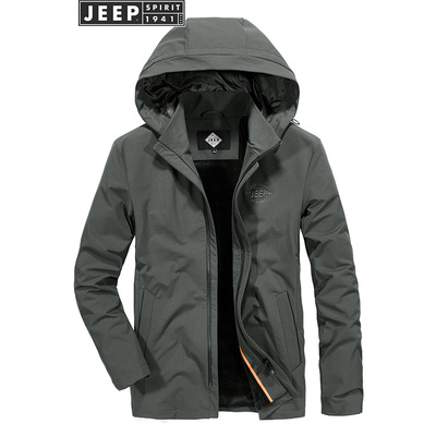 1510#2019 Autumn and winter Plush Hooded Jacket Multi-pocket Windbreak Large thickening Assault Jacket coat