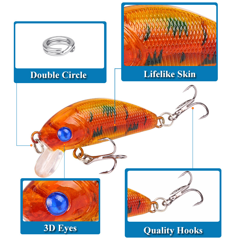 Small Minnow Fishing Lures Hard Plastic Baits Fresh Water Bass Swimbait Tackle Gear