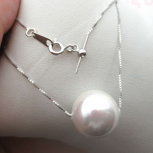 DIY珍珠配件S925纯银镀白金盒子链含硅胶可调节串心路路通项链