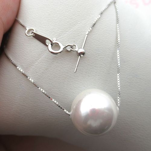 DIY Pearl Accessories S925 Sterling Silver Platinum Plated Box Chain with Silicone Adjustable String Heart Passepartout Necklace