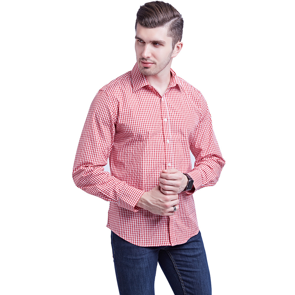 Amazon AliExpress nos suministra el tamaño de los hombres pequeños a cuadros de manga larga camisa casual ropa formal de los hombres de comercio electrónico transfronterizo