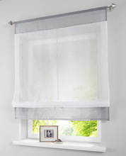 纯色拼接提拉罗马帘 外贸款 简洁田园风