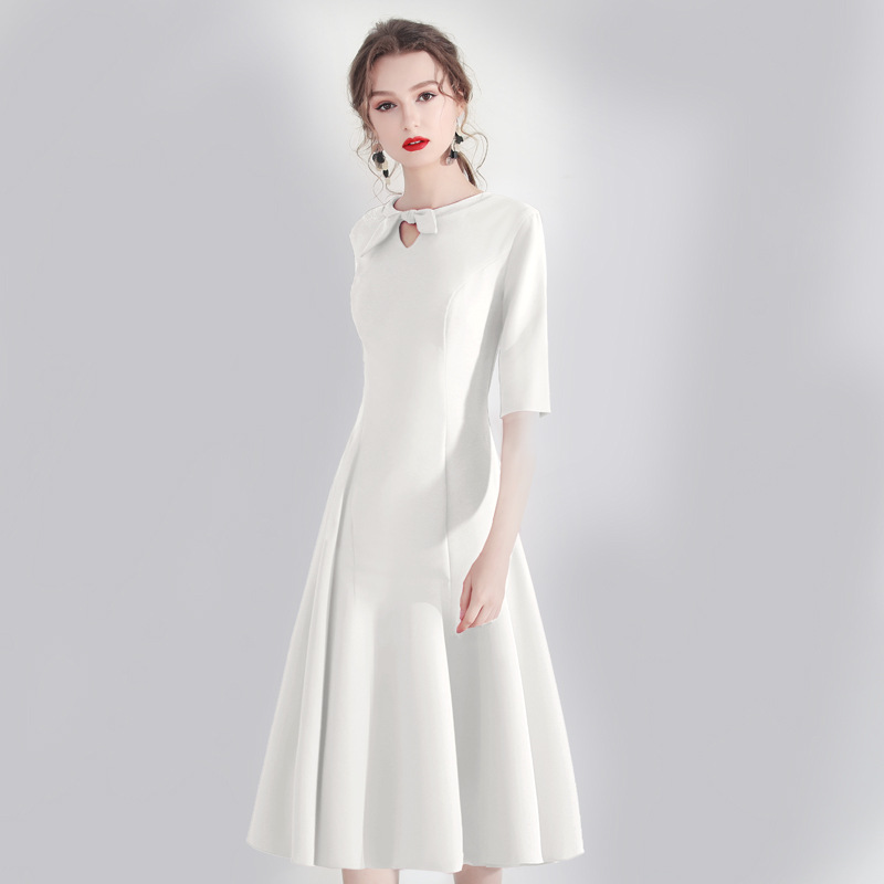 Vestido de noche para mujer, estilo brindis de novia, nueva colección 2026, para bodas y compromisos de otoño y verano, de manga media y largo medio, para banquetes y reuniones anuales.