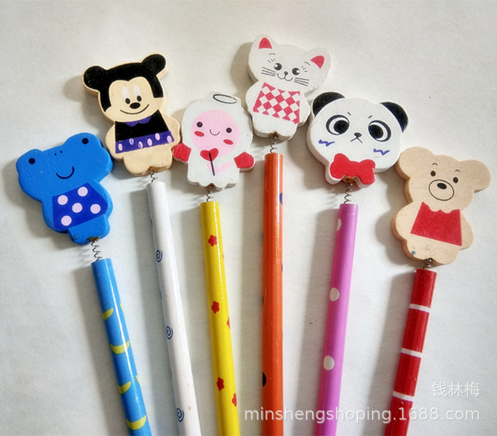 创意铅笔新款兔猪传奇可爱小粉兔幼儿园学习文具批发木制手工艺品|ru