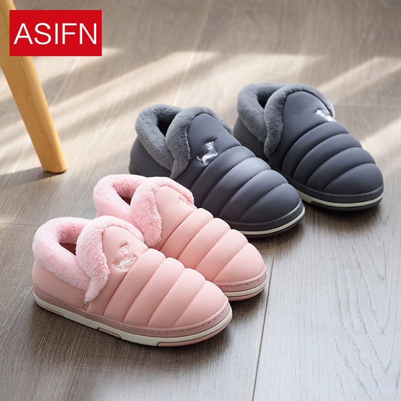 Cotton slippers indoor Autumn and winter lovers With the bag Home winter Home Furnishing men and women non-slip The thickness of the bottom Warm slippers