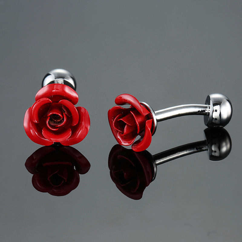 17g Weight Cufflinks Classification 1 Pair Quantity Anniversary, Business Occasion Copper Material Leaf, Flower Pattern Unisex Gender Plating Design Simple Style Style 1 Pair Simple Style Leaf Flower Copper Plating Unisex Cufflinks 4