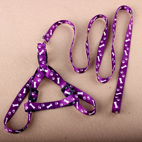 Wholesale 1.0CM Dog Leash Polyester Printed Puppy Pet Harness and Lead Set