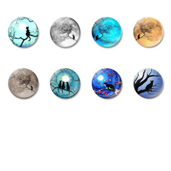 跨境新品外貿月亮下的系列時光寶石磁性玻璃冰箱貼25mm來圖