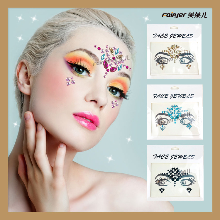 Super Shiny Face Diamond Nail Stickers Resin Acrylic Diamond Ins Beauty Trend Carnival Party Tattoo