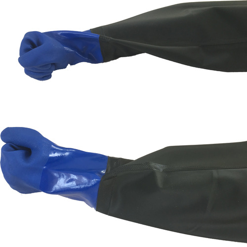 PVC thickened and lengthened oil-resistant gloves, industrial acid and alkali-resistant plastic dipped gloves, non-slip fish-catching rubber gloves