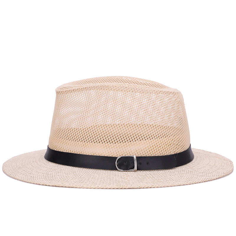Sombrero sombrero de Jazz de los hombres británicos malla transpirable lino grande sombrero de ala plana sombrero de sol al aire libre cómodo todo partido al por mayor