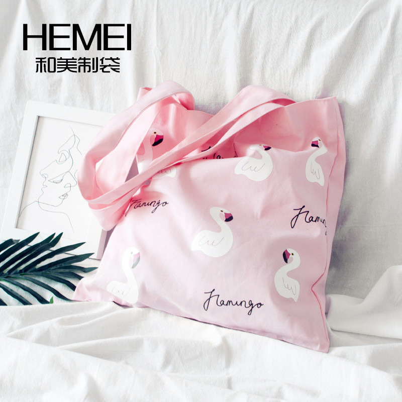 厂家制作印花手提帆布袋空白棉布袋购物袋日系少女斜跨包彩印广告