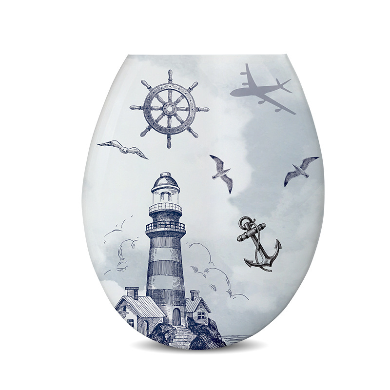 Impreso engrosado PP Universal en forma de U cubierta de inodoro de plástico asiento de inodoro de estilo europeo cubierta de la Junta de inodoro accesorios de tocador