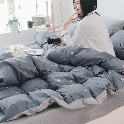 2018秋季新款全棉四件套 纯棉ins风小清新床上用品套件床笠4件套