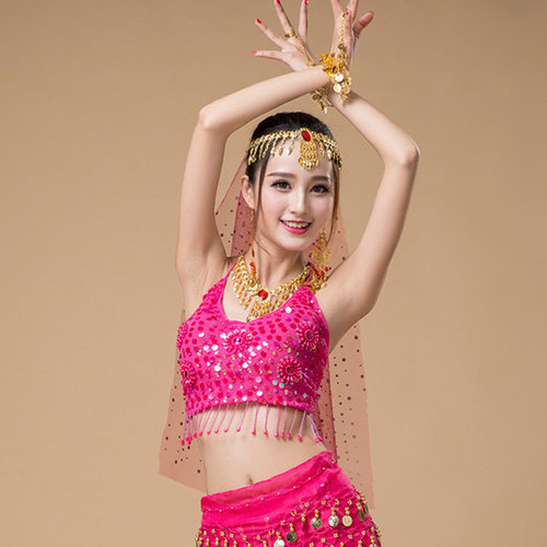 Belly dance clothing tops new bra belly dance bead embroidered bra practice clothes tops with chest pads sequin straps