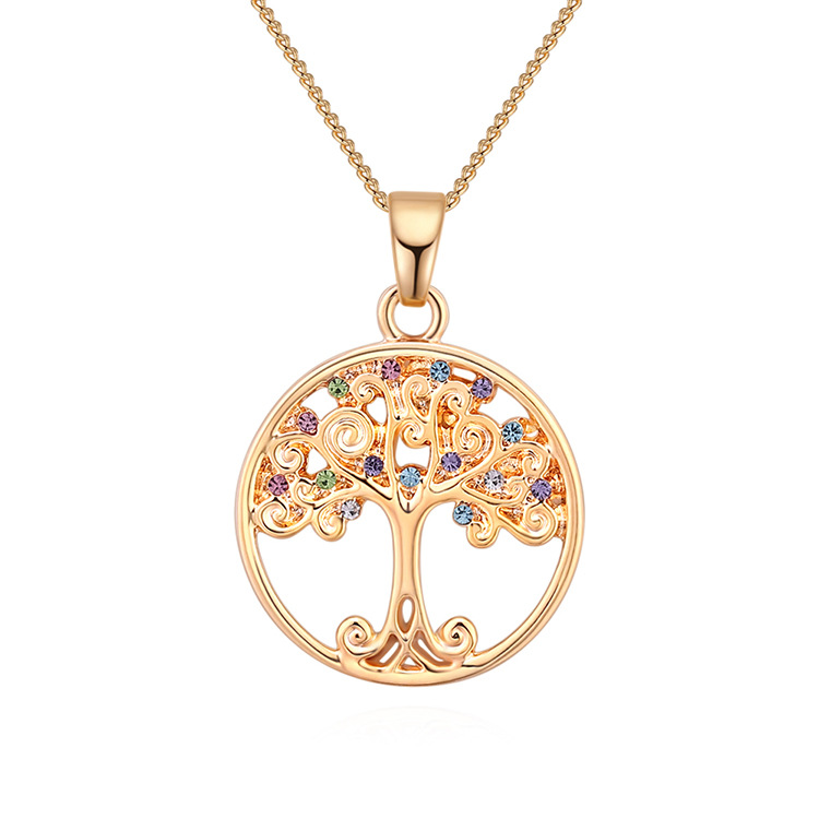 1 Piece Fashion Tree Alloy Polishing Hollow Out Inlay Crystal Women's Pendant Necklace display picture 1
