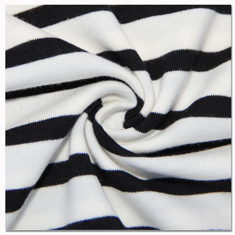 童装面料 精棉拉架 纯棉色织汗布 彩条针织面料 女装彩条色织