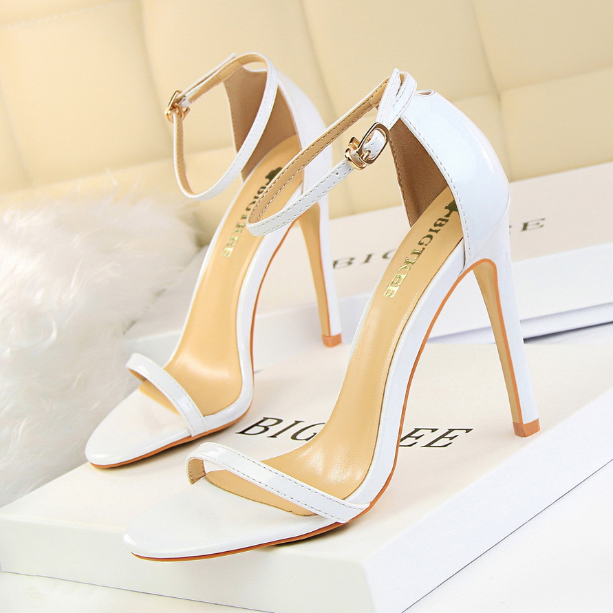 Big Tree European And American Style Fashion Super High Heel Patent Leather Open Toe Sandals Summer Sexy Nightclub Female High Heels