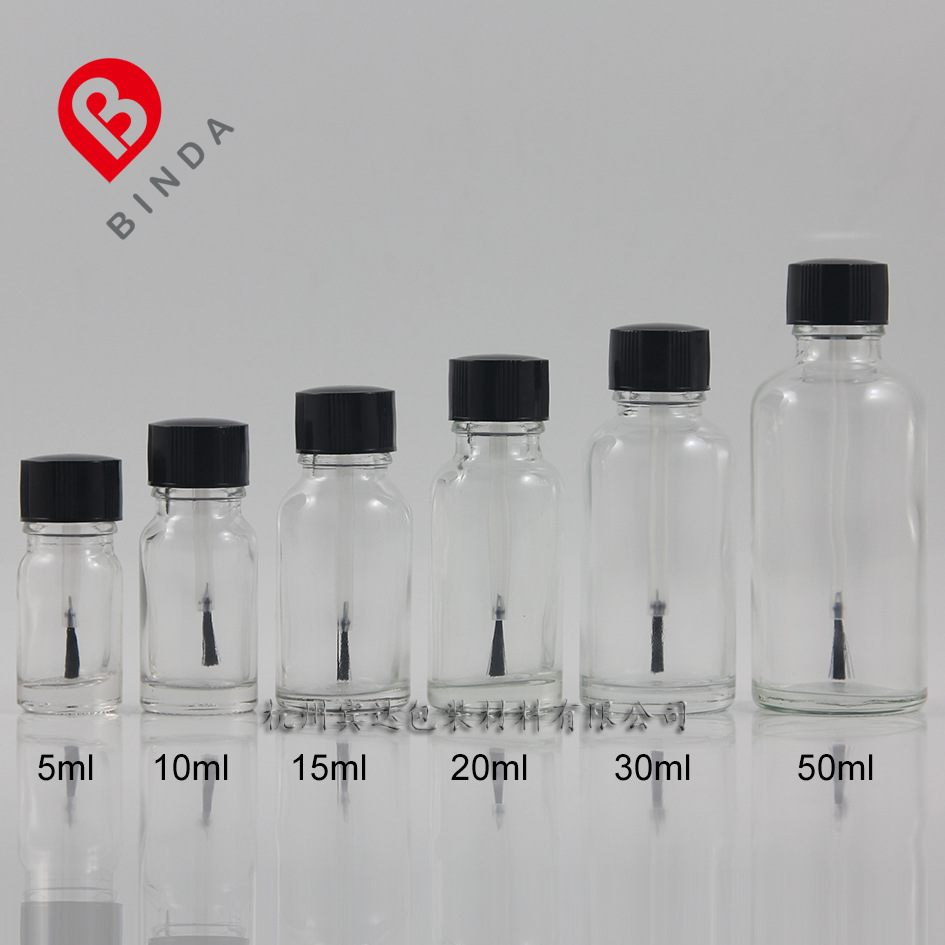 杭州宾达出口品质 5/10/15/20/30/50ml透明原料玻璃毛刷瓶