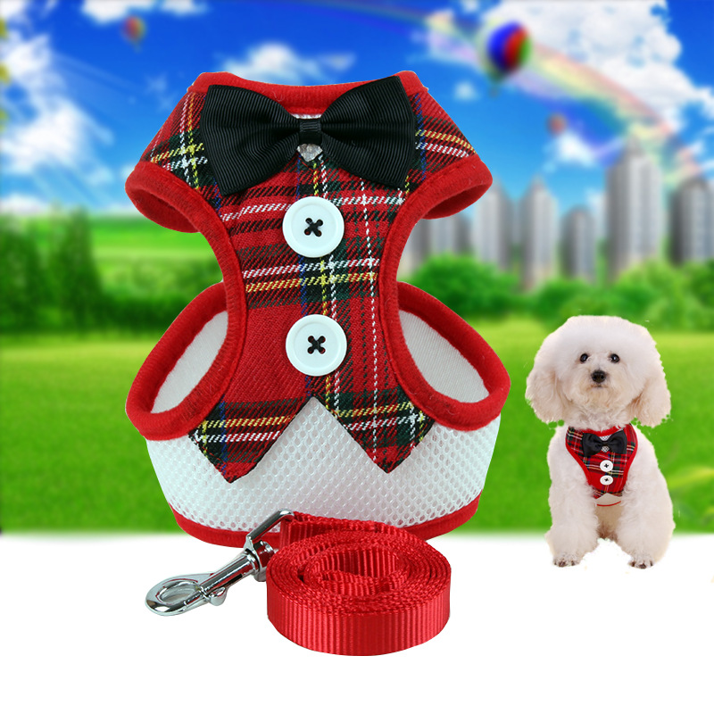 桢博狗新款寵物用品 韓版狗狗胸背帶 晚禮服背心式寵物牽引繩批發
