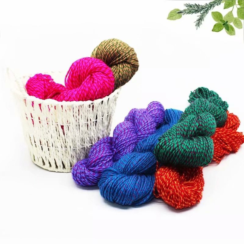 厂家销售AB毛线 编织织鞋钩鞋材料 混纺双色 中粗手编勾鞋线