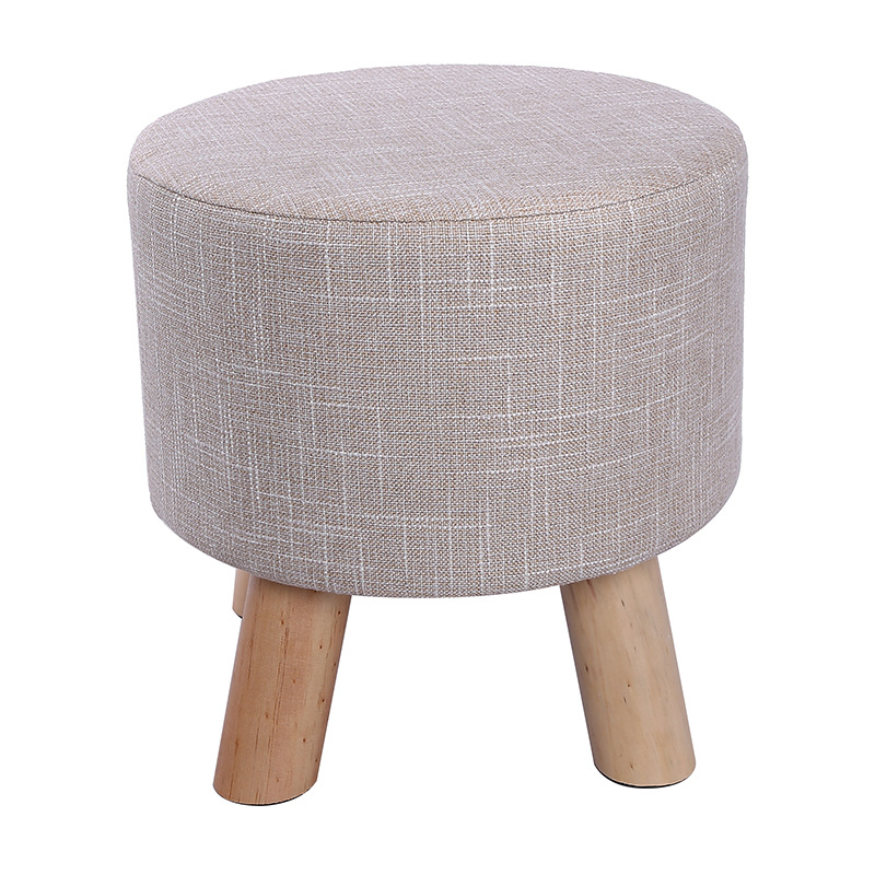 Suministro de fábrica creativo Cambio de zapatos taburete bajo taburete de cuatro patas extraíble y lavable hogar diario taburete Lino taburete redondo taburete de madera maciza