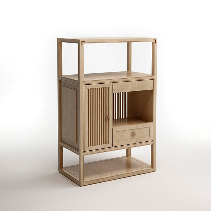 新中式全实木餐边柜储物柜 样板房中式玄关柜门厅柜禅意家具定制|ru