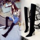 3128-6 European and American fashion metal with thick with sexy high-heeled suede tines nightclub show thin pedicure knee-high boots