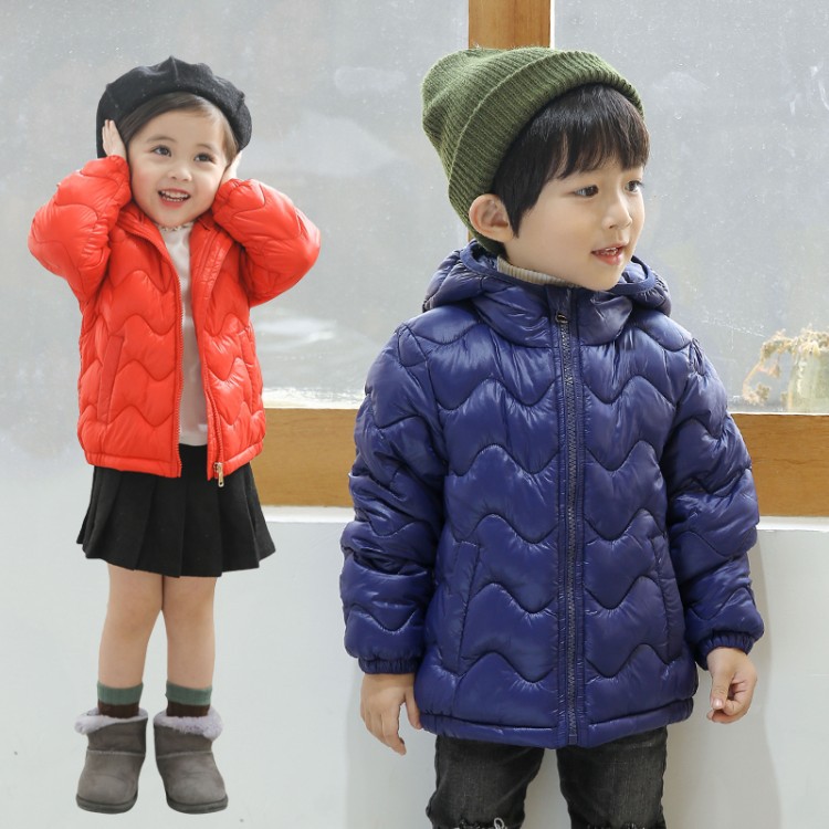 2018秋冬季新品韩版时尚儿童纯色波浪棉衣男女童保暖轻薄羽绒棉服|ms