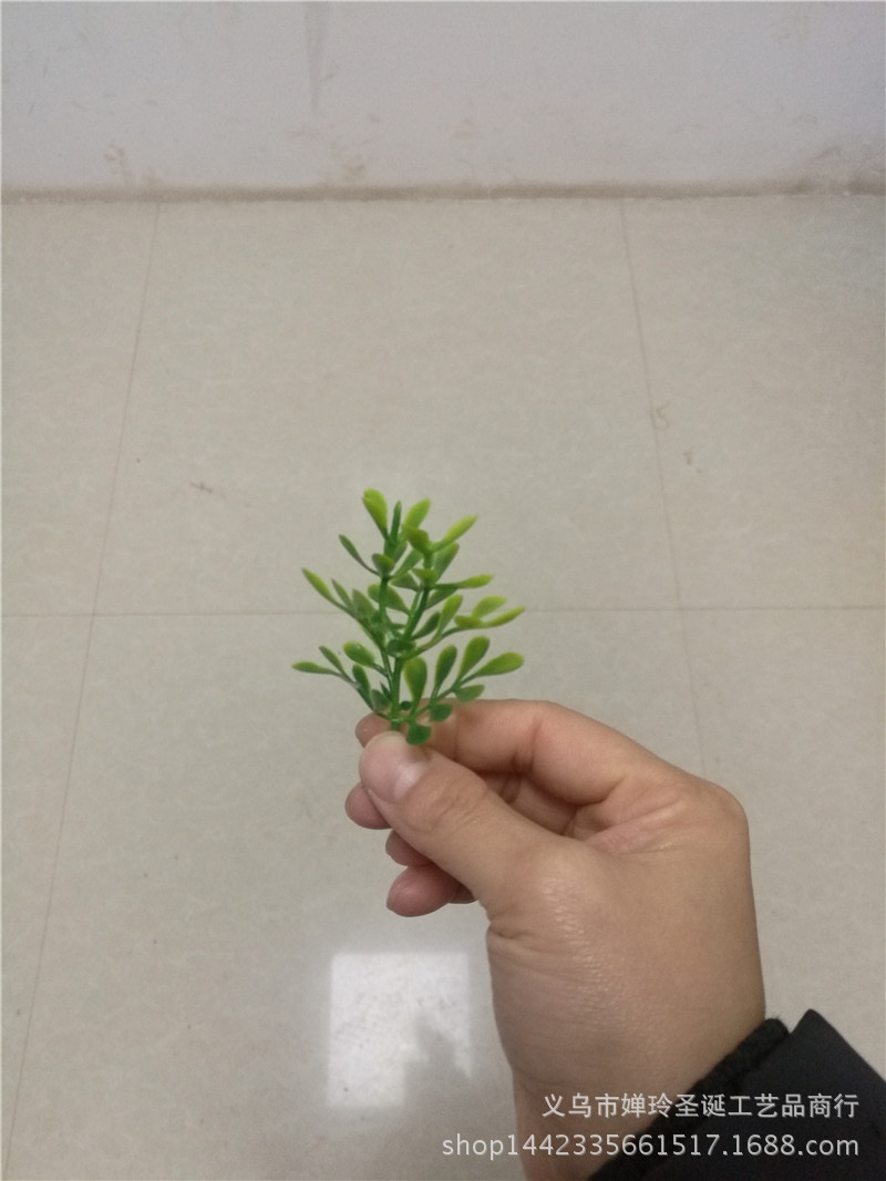 仿真植物塑料水草 6.5厘米盆景草 盆栽装饰小草 仿真花绿色小花草