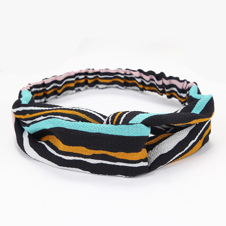 韩版夏季新款条纹交叉束发带 甜美小清新发饰女生扎头发发箍|ms