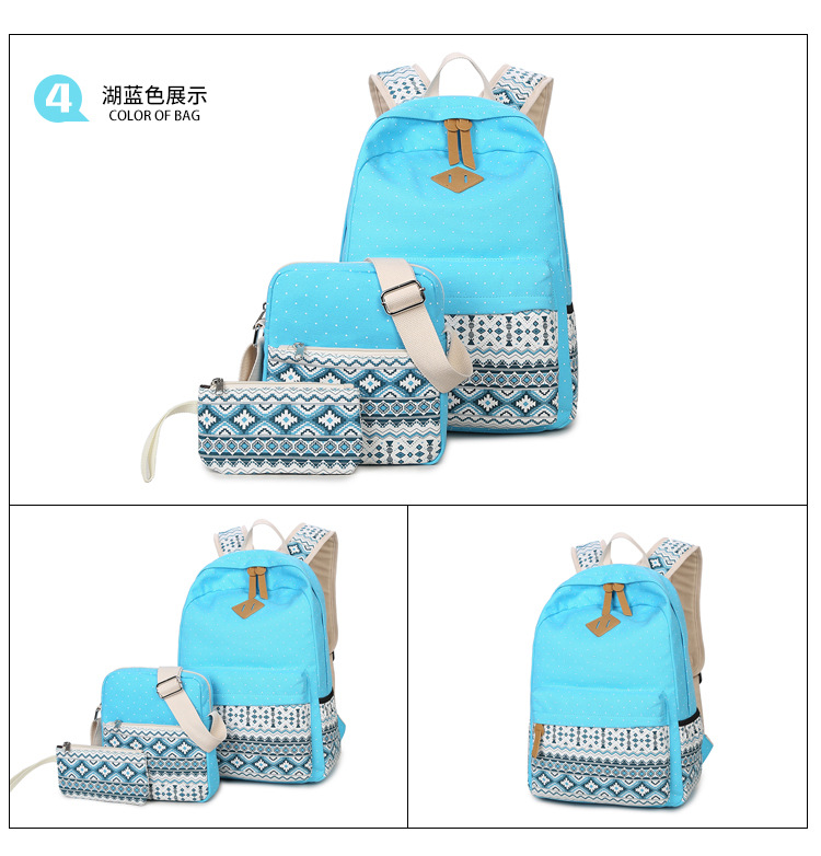 Fashion Ethnic Printed Canvas Multifunctional Three-piece Backpack Wholesale Nihaojewelry display picture 24