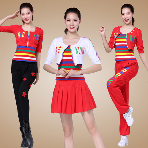 Tingzimei 2020 square dance clothing new suit spring and summer cotton sports three-piece suit fitness competition performance clothing for women