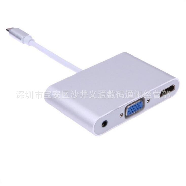type c to hdmi vga 转接线二合一带音频 type-c转hdmi vga audio|ms