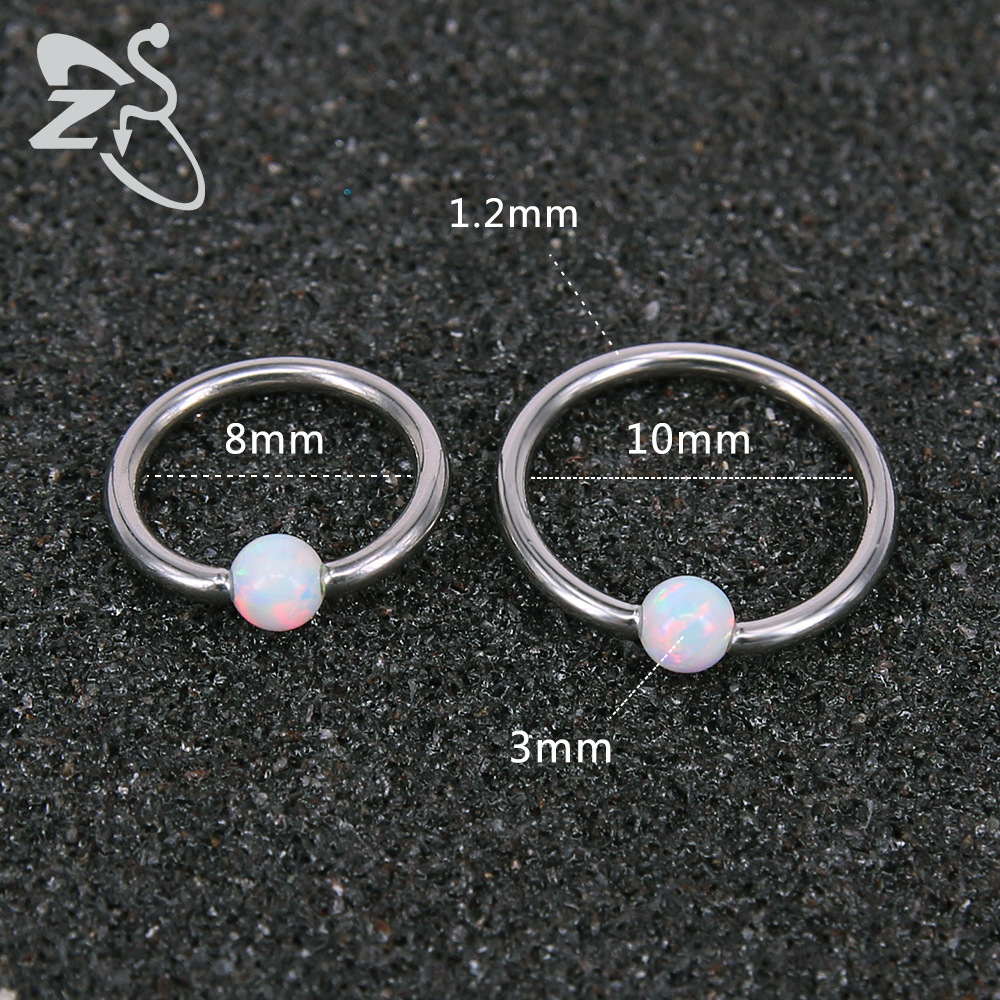 316L Stainless Steel Nose Ring Clip Ball for Women Men - AB White Opal Nose Stud Piercing Jewelry detail image 13