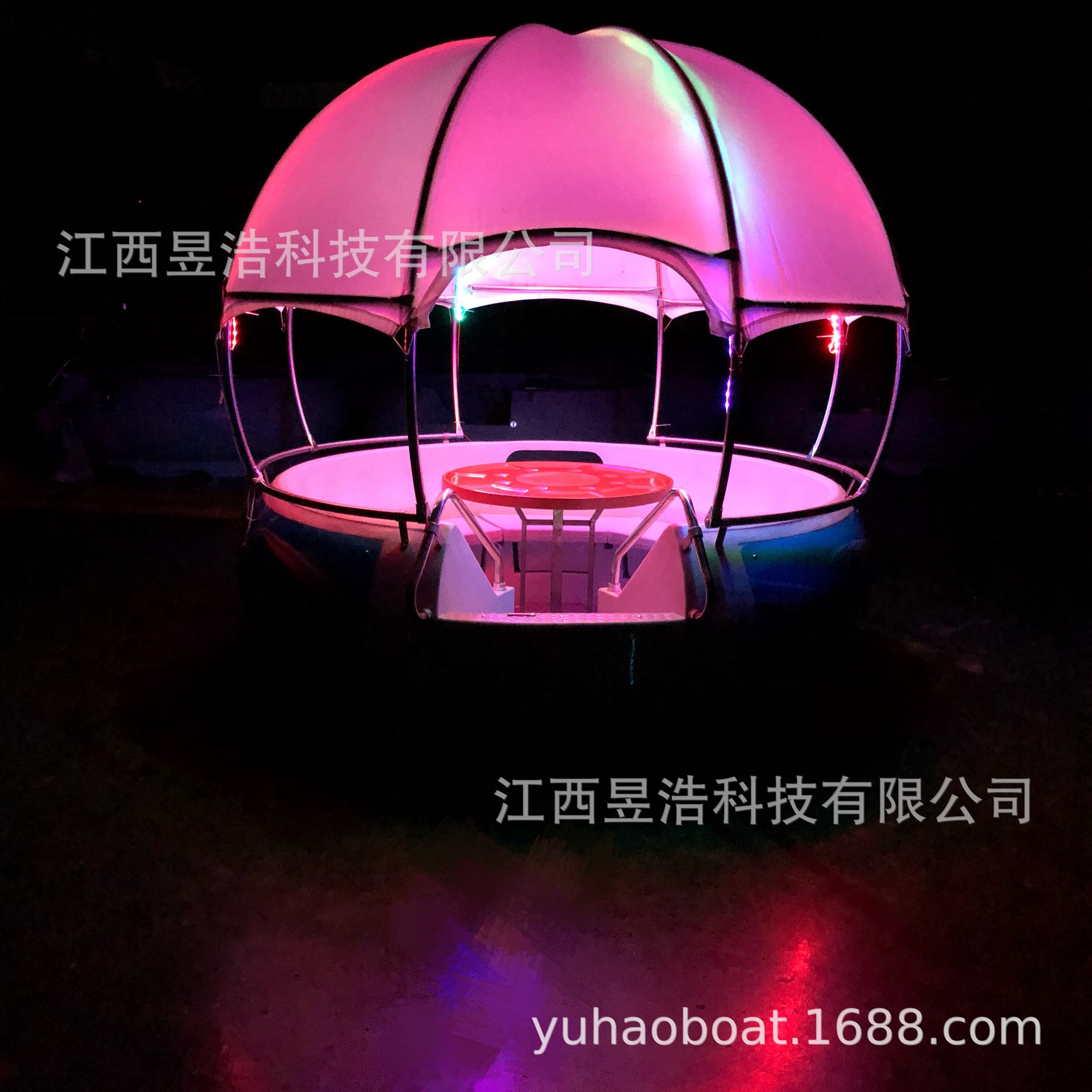 现货批发 电动船 水上游乐船 BBQ烧烤船 圆形塑料船 电动休闲船|ms