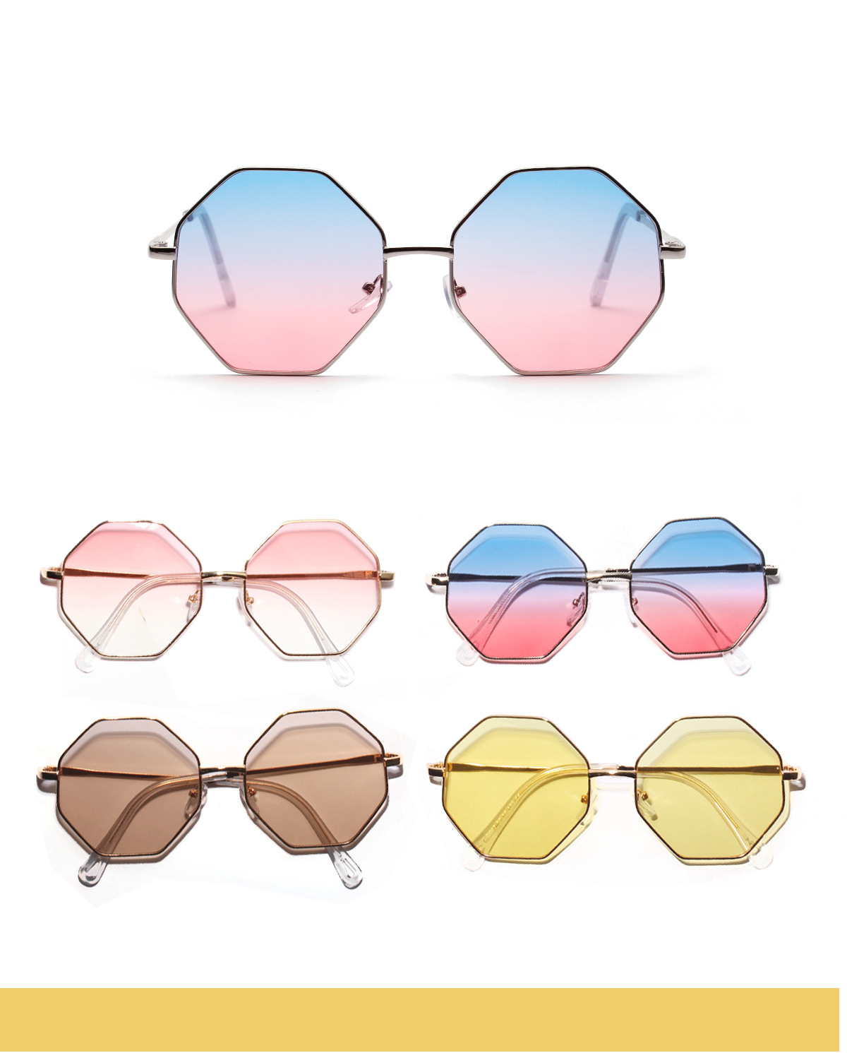 square diamond polygon color transparent lens sunglasses NSXU57287