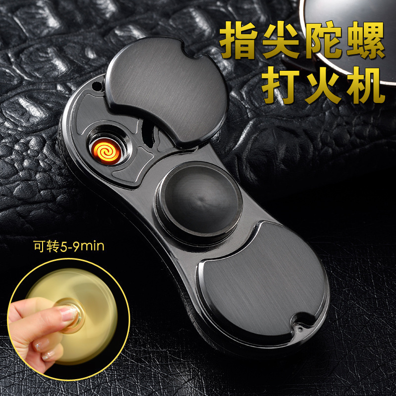 Explosive money Fingertip rotate top lighter USB Rechargeable Cigarette Lighter originality personality Toys gift On behalf of