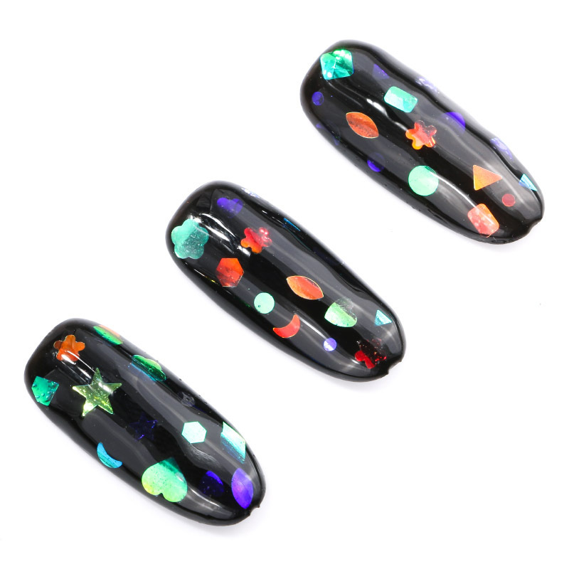 Concubina DIY belleza de uñas colorido amor Luna estrella de cinco puntas Luna lentejuelas mezclado colorido transparente belleza de uñas amor lentejuelas