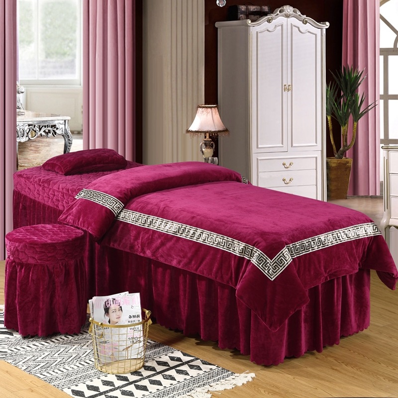 水晶绒美容床罩四件套定做美容院专用美容床罩四件套厂家直销批发|ru