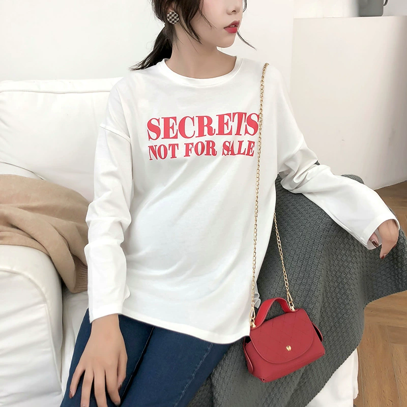 [Распродажа без возврата без изменений] весенне-осенняя одежда для беременных Корейская футболка с длинным рукавом для беременных базовая одежда свободная эластичная мягкая