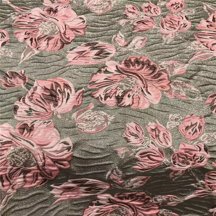 色织金属丝大提花起泡面料水溶花图案适用于服装装饰窗帘布礼服