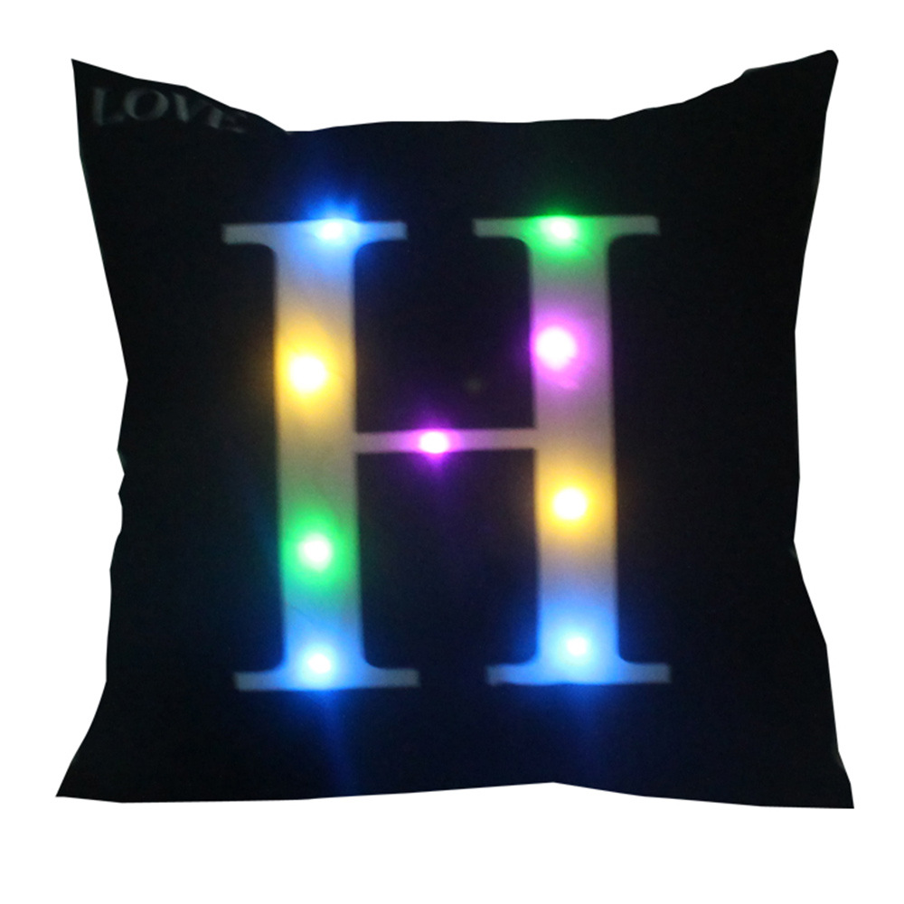 （中性）字母款LED枕头套靠垫套 图案->黑色字母H