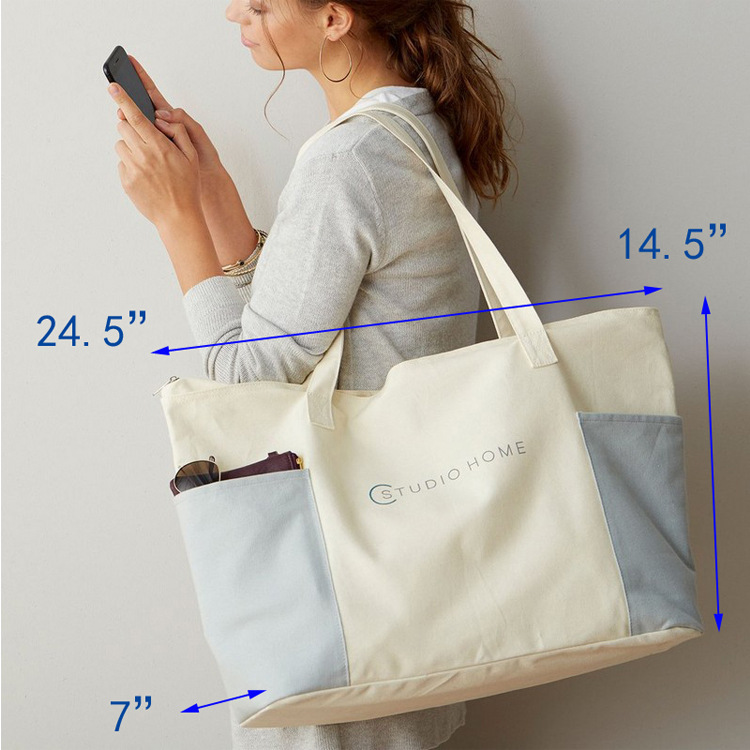 定做大容量女士单肩外贸手提包 全棉加厚帆布袋定做可印logo