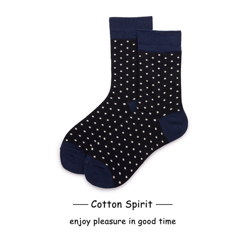Cotton Spirit Unisex style small polka dot cotton mid-calf socks for men and women, classic polka dot all-season socks