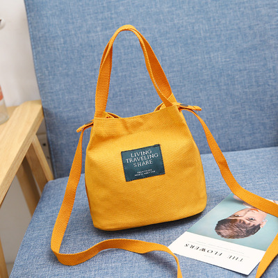 2021年新款日韓學院風潮流單肩女式手提包 時尚小水桶帆布女包