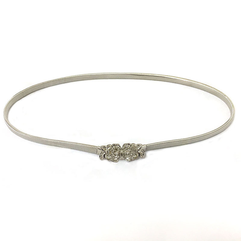 Venta caliente de estilo europeo y americano cinturón de metal cadena elástica Cadena de cintura aleación Rosa cinturón elástico